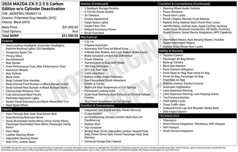 2024 Mazda CX-5 2.5 S Carbon Edition AWD - 22913757 - 5