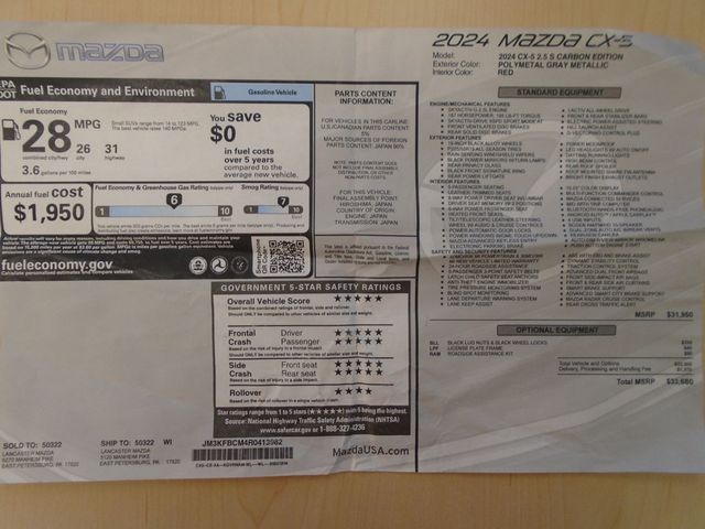 2024 Mazda CX-5 2.5 S Carbon Edition AWD - 22955685 - 49