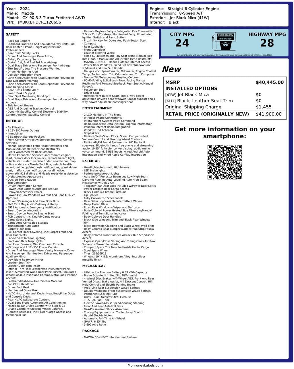 2024 Mazda CX-90 3.3 Turbo Preferred AWD - 22962282 - 35