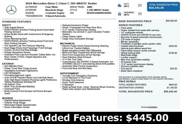 2024 Mercedes-Benz C-Class C 300 4MATIC Sedan - 22928534 - 2