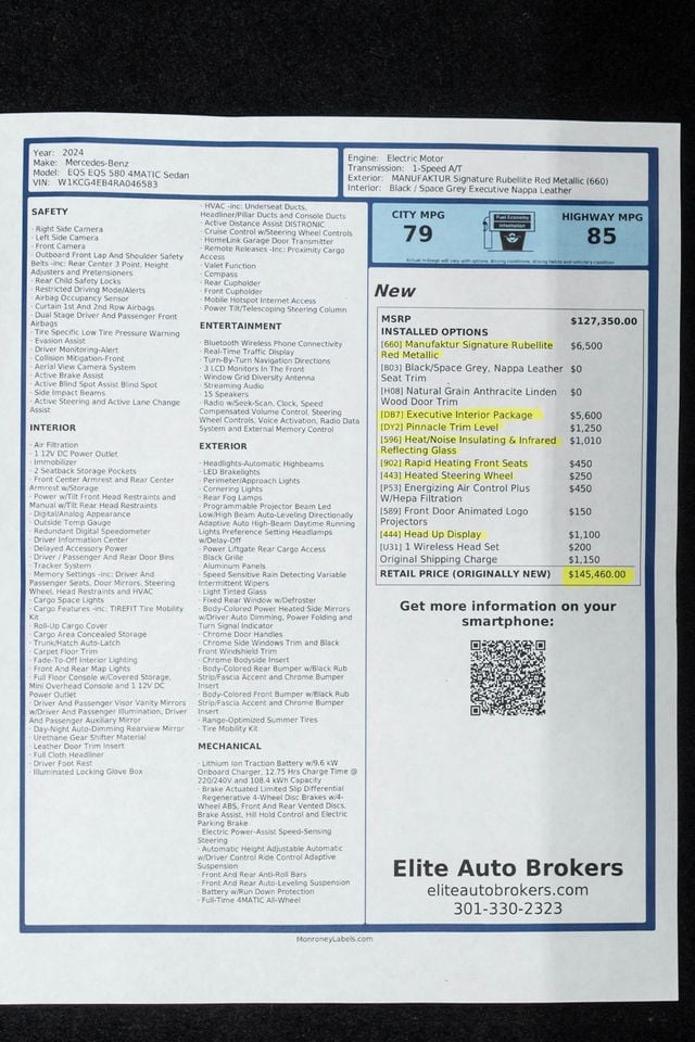 2024 Mercedes-Benz EQS EQS 580 4MATIC Sedan - 23029929 - 54
