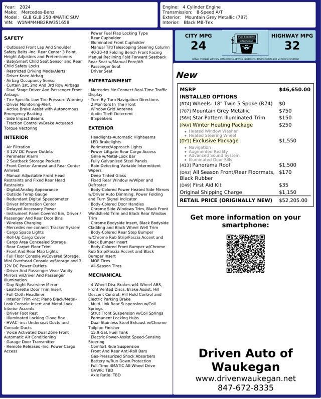 2024 Mercedes-Benz GLB GLB 250 4MATIC SUV - 23101670 - 3