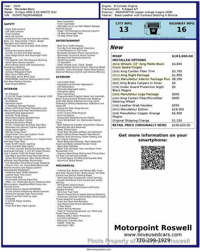 2024 Mercedes-Benz G-Class AMG G 63 4MATIC SUV - 22989220 - 1