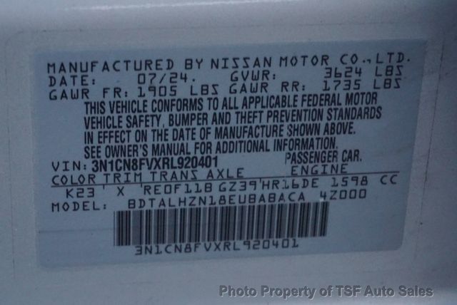 2024 Nissan Versa SR CVT CARPLAY REAR CAMERA BLACK&RED INTERIOR  - 22978533 - 33