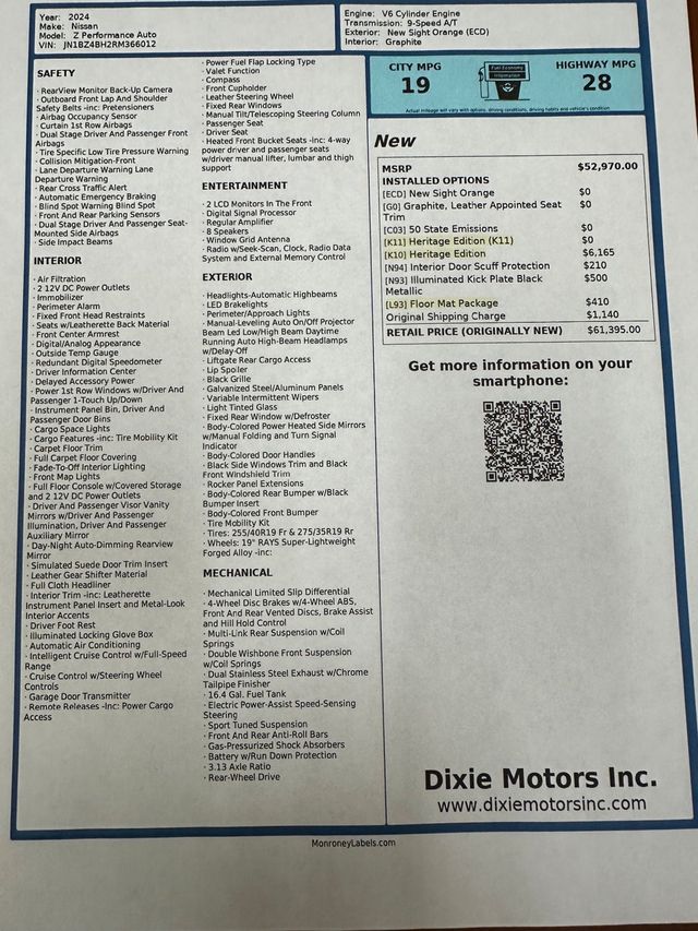 2024 Nissan Z LIMITED HERITAGE EDITION--900 MILES - 22961351 - 18