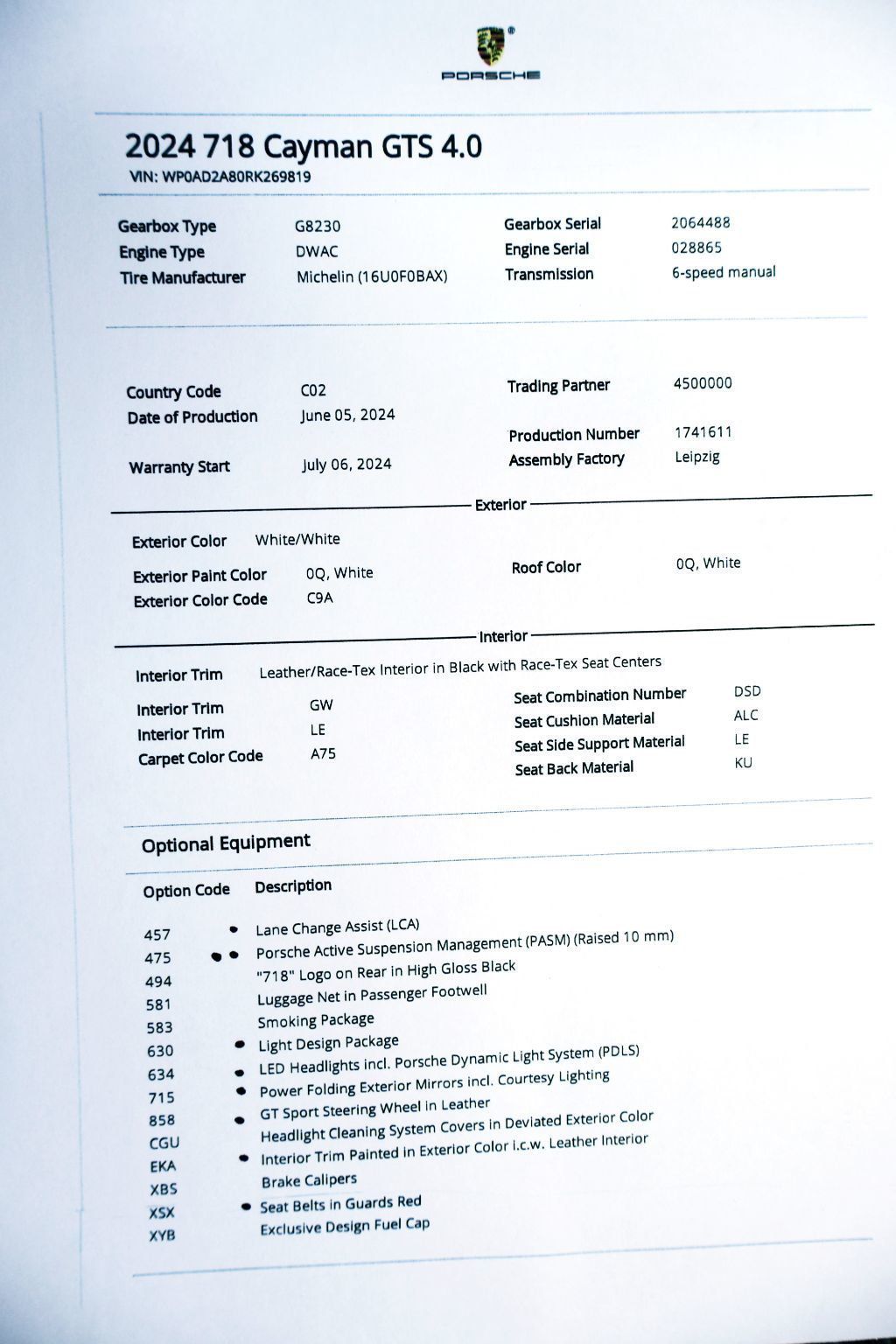 2024 Porsche 718 GTS 4.0 COUPE WHITE...695 Miles...Rare 6sp Manual - 22706186 - 21