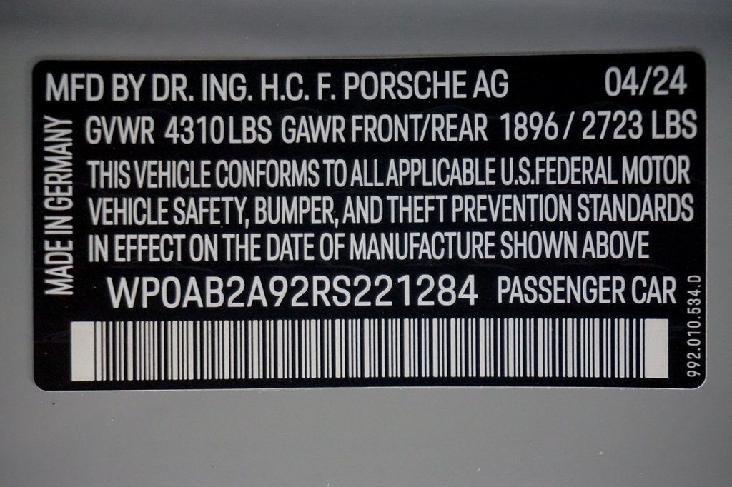 2024 Porsche 911 *7-Speed Manual* *PCCB* *FAL* *Sport-Design Pkg* *High $ MSRP* - 22919757 - 19