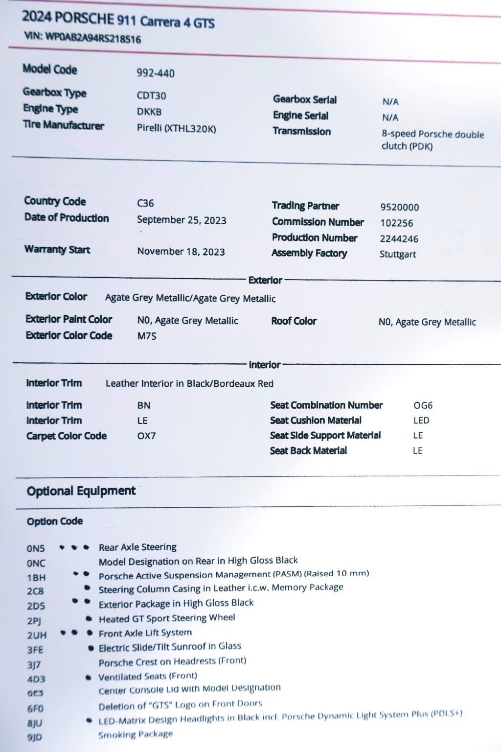 2024 Porsche CARRERA 4GTS CPE AGATE GREY...4,250 Miles...Rare 4GTS!!  - 22900806 - 22