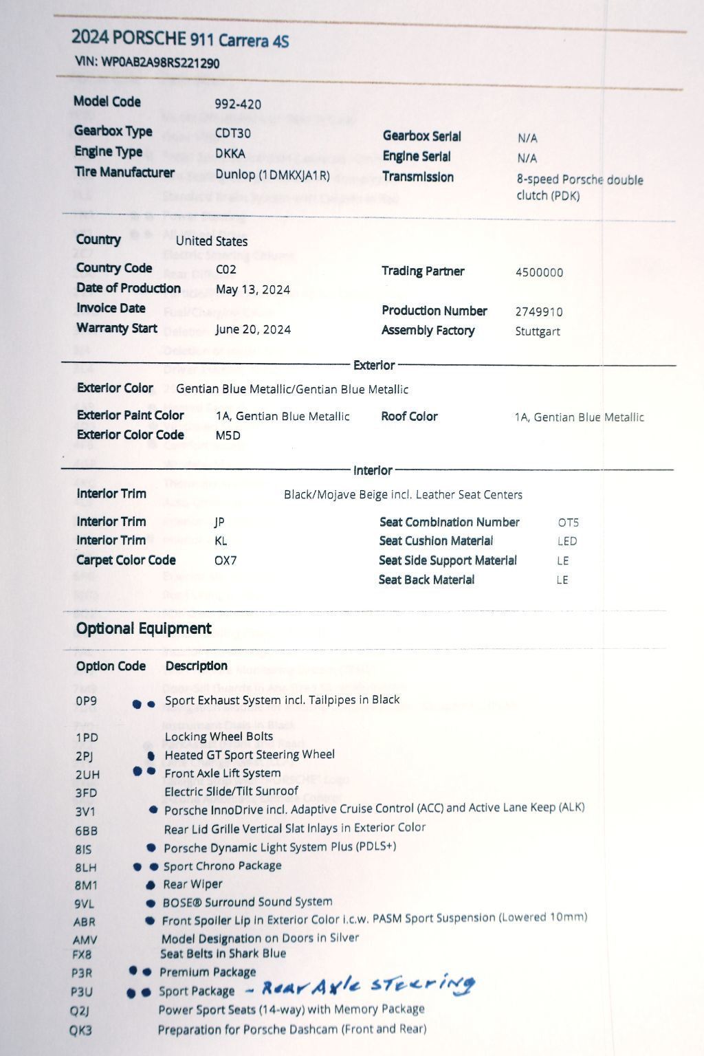 2024 Porsche CARRERA 4S COUPE GENTIAN BLUE...6,350 Miles...Loaded 4S!!   - 22876746 - 23