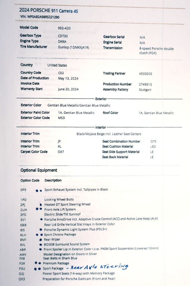 2024 Porsche CARRERA 4S COUPE GENTIAN BLUE...6,350 Miles...Loaded 4S!!   - 22876746 - 23