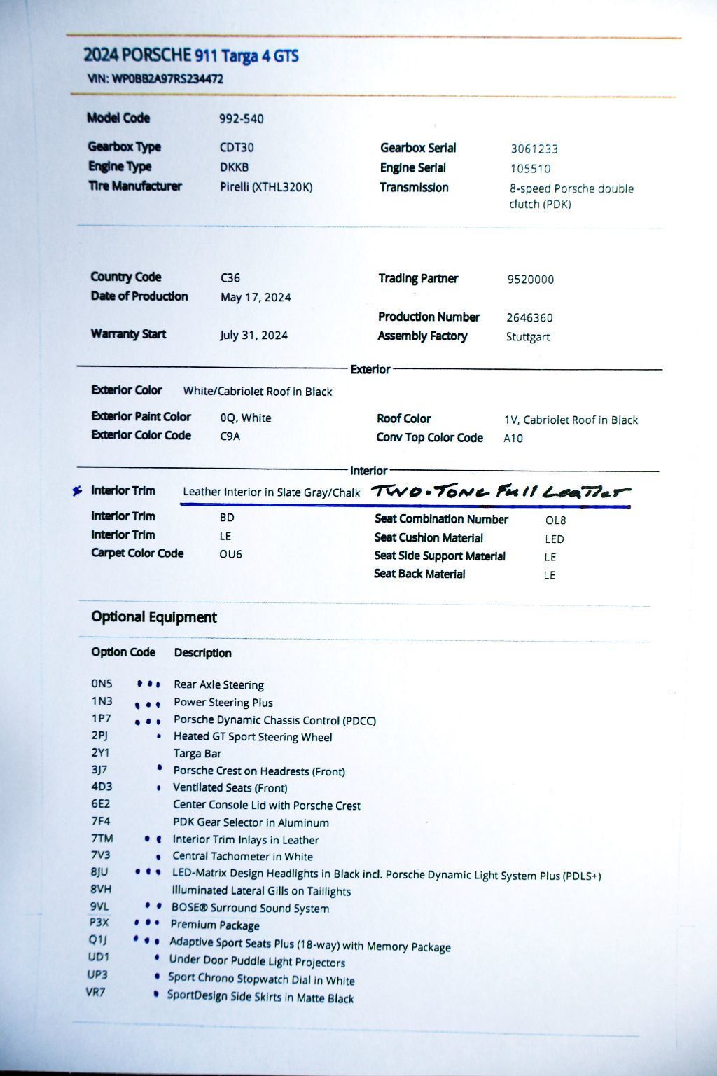 2024 Porsche CARRERA TARGA 4GTS WHITE...696 Miles...Rare TARGA 4GTS   - 22865409 - 21