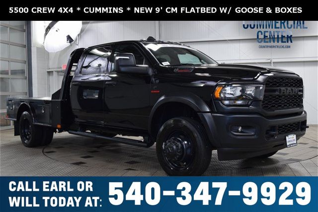 2024 Ram 5500 Chassis Cab 5500 CREW 4X4 * CUMMINS * NEW 9' CM FLATBED W/ GOOSE & BOXES - 22932177 | Video 1