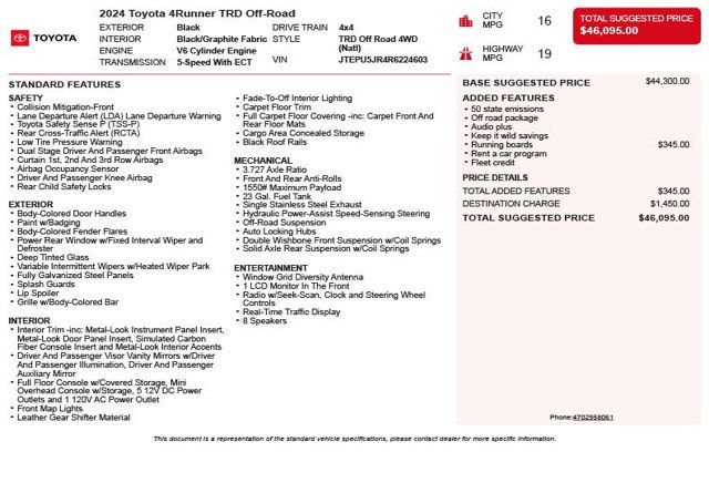 2024 Toyota 4Runner TRD Off Road 4WD - 22995370 - 2