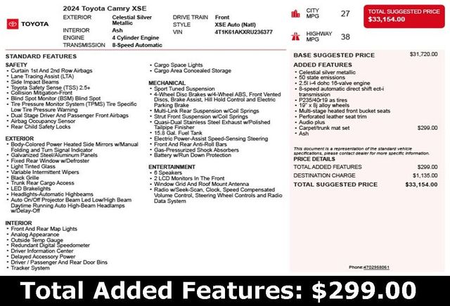 2024 Toyota Camry XSE Automatic - 22929201 - 2