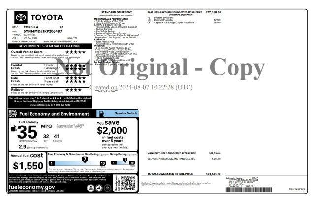 2024 Toyota Corolla LE CVT - 23072329 - 19