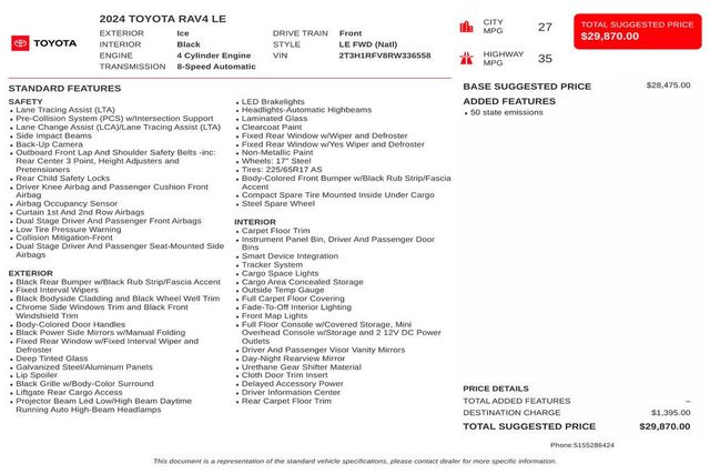 2024 Toyota RAV4 LE FWD - 23082433 - 2