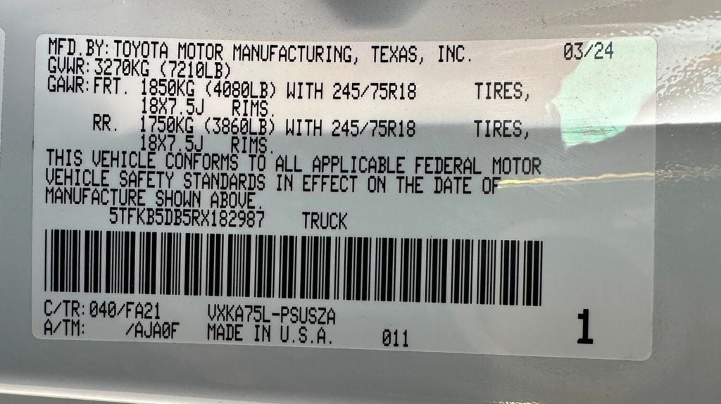 2024 Toyota Tundra 4WD 2024 TOYOTA TUNDRA SR CREWMAX 4X4 - 22724479 - 37