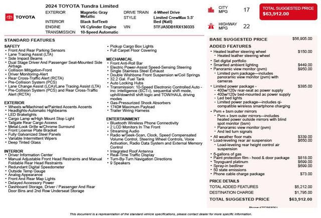 2024 Toyota Tundra 4WD Limited CrewMax 5.5' Bed - 23008266 - 2