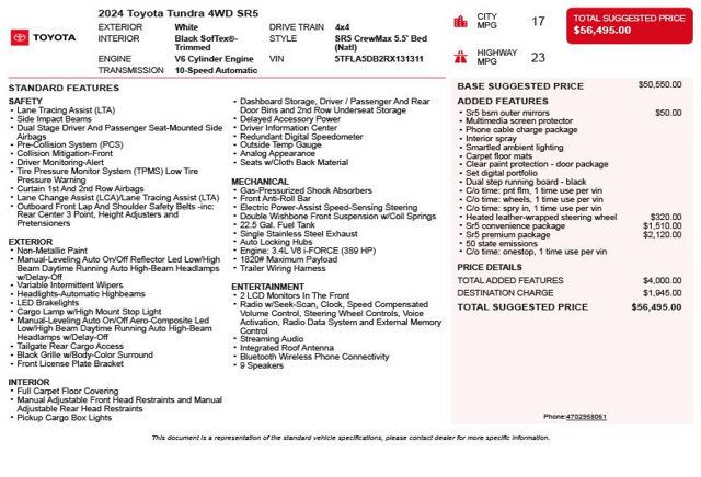 2024 Toyota Tundra 4WD SR5 CrewMax 5.5' Bed - 22993522 - 2