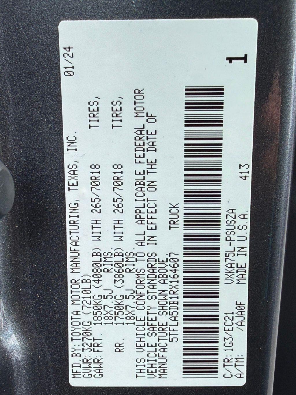 2024 Toyota Tundra 4WD **TUNDRA SR5 4X4 XP PACKAGE** - 22996511 - 38