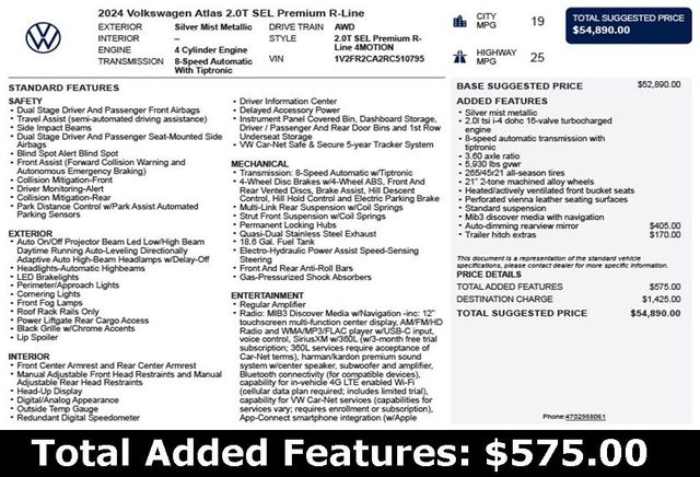 2024 Volkswagen Atlas 2.0T SEL Premium R-Line 4MOTION - 22985112 - 2