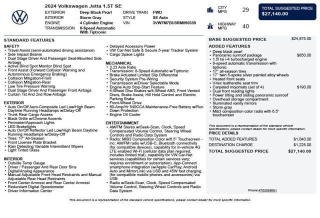 2024 Volkswagen Jetta SE Automatic - 23045582 - 2