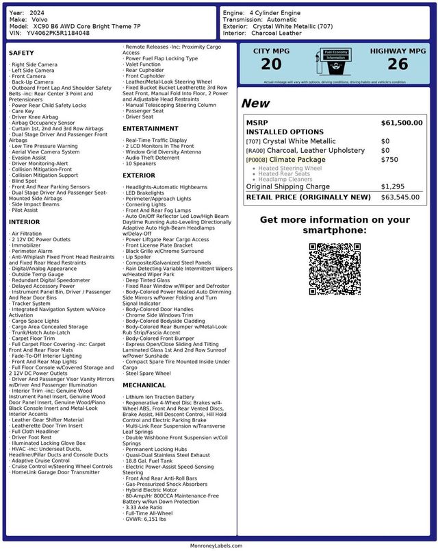 2024 Volvo XC90 B6 AWD Core Bright Theme 7P - 23005106 - 38