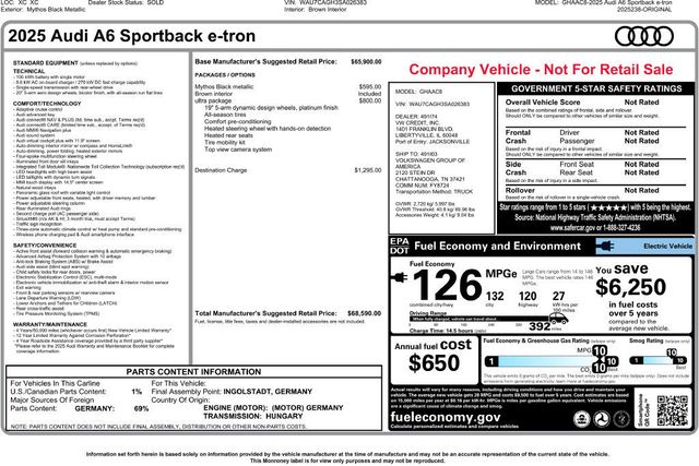 2025 Audi A6 e-tron Premium - 23092449 - 2