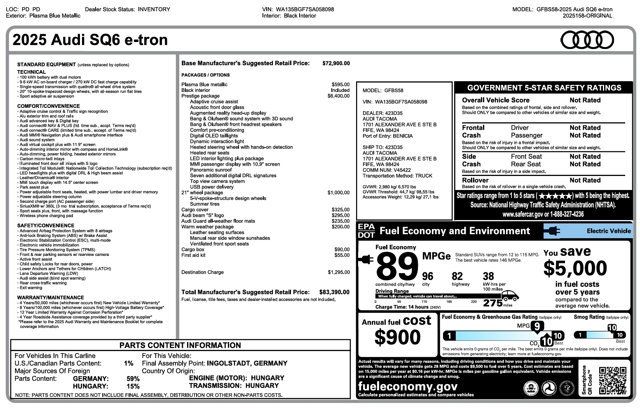 2025 Audi SQ6 e-tron Prestige quattro - 23097797 - 3