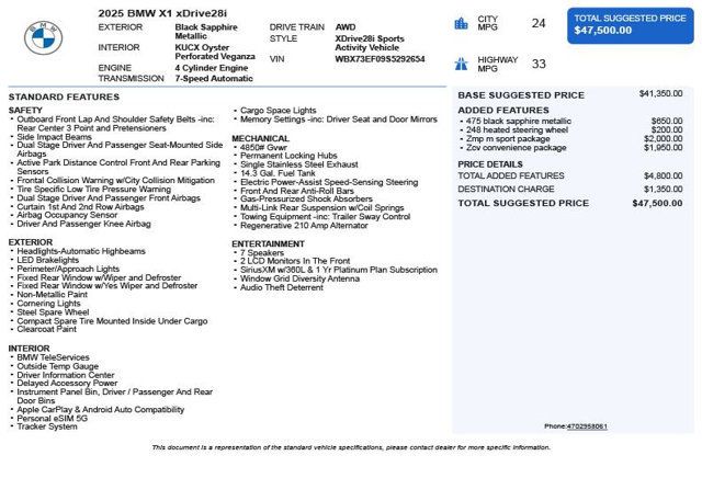 2025 BMW X1 xDrive28i Sports Activity Vehicle - 22994803 - 2