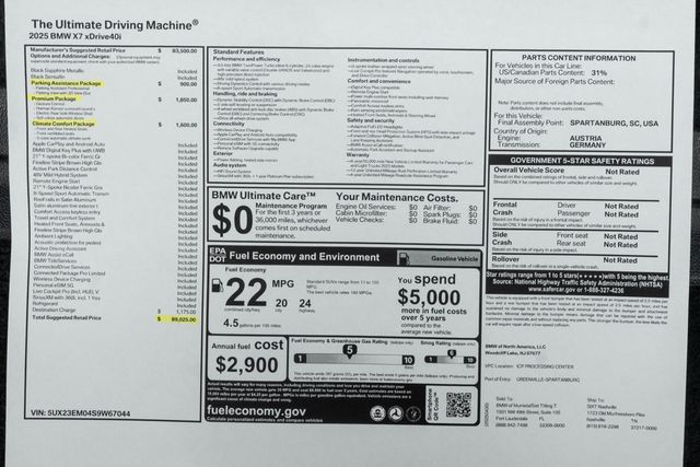 2025 BMW X7 xDrive40i Sports Activity Vehicle - 22932437 - 62