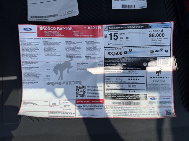 2025 Ford Bronco Raptor 4 Door Advanced 4x4 - 23058625 - 85