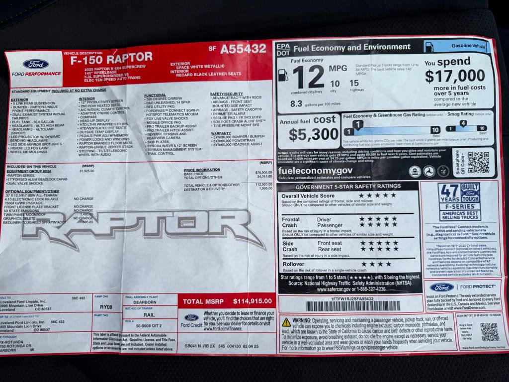 2025 Ford F-150 Raptor 4WD SuperCrew 5.5' Box - 23008356 - 42