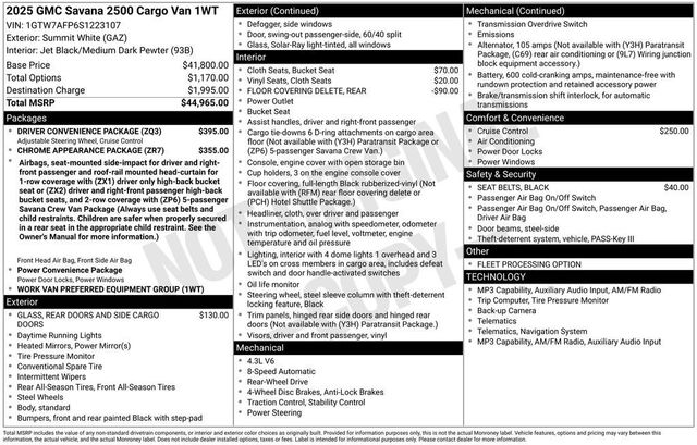 2025 GMC Savana Cargo Van RWD 2500 135" - 23059396 - 5