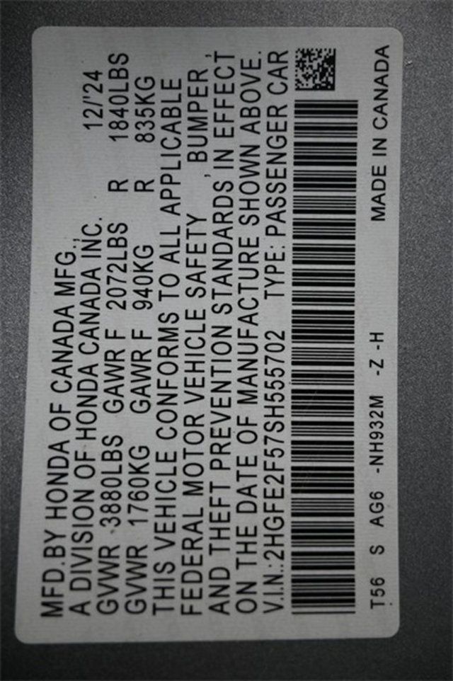 2025 Honda Civic Sedan Sport CVT - 22945741 - 7