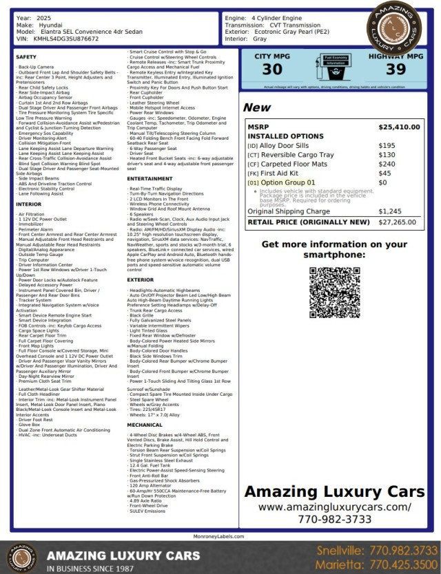 2025 Hyundai Elantra SEL Convenience IVT - 23075408 - 20
