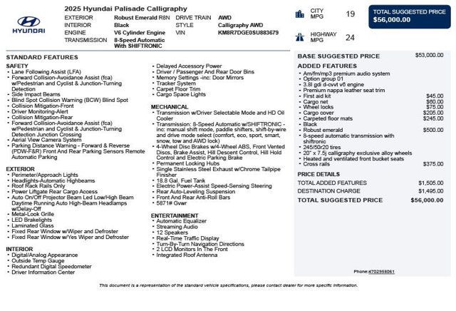 2025 Hyundai Palisade Calligraphy AWD - 23019644 - 2