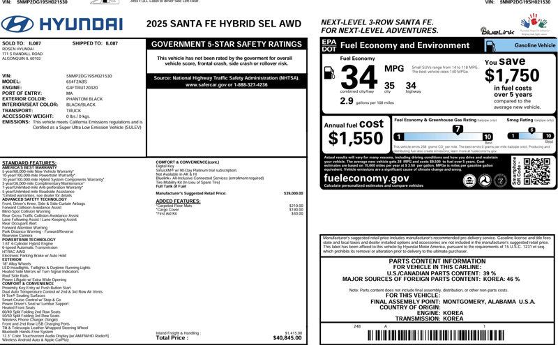 2025 Hyundai Santa Fe Hybrid SEL - 23081609 - 1