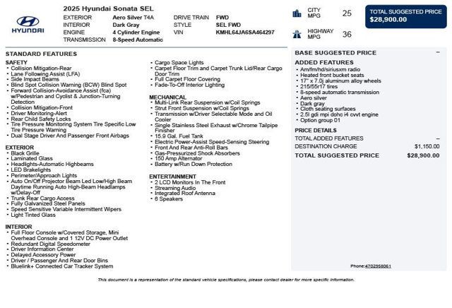 2025 Hyundai Sonata SEL FWD - 23003500 - 2