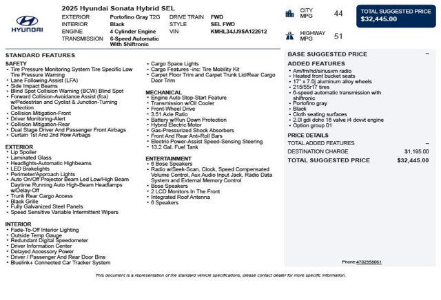 2025 Hyundai Sonata Hybrid SEL FWD - 22993557 - 2