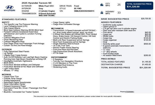 2025 Hyundai Tucson SE FWD - 23017712 - 2