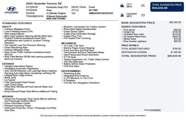 2025 Hyundai Tucson SE FWD - 23045048 - 2