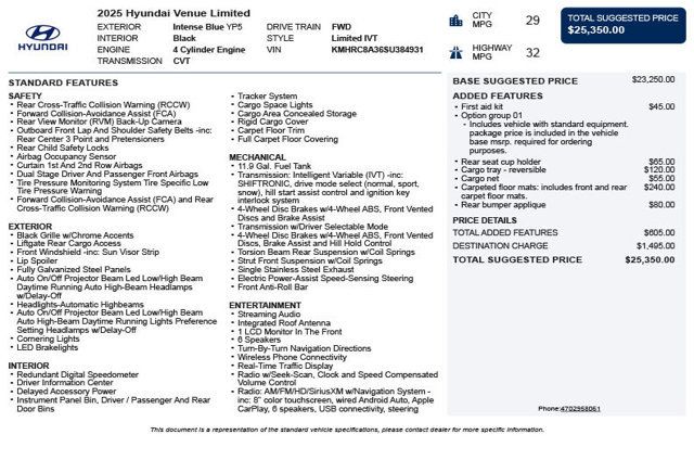 2025 Hyundai Venue Limited IVT - 23079771 - 2
