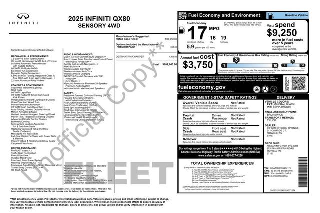 2025 INFINITI QX80 SENSORY AWD - 23078354 - 2