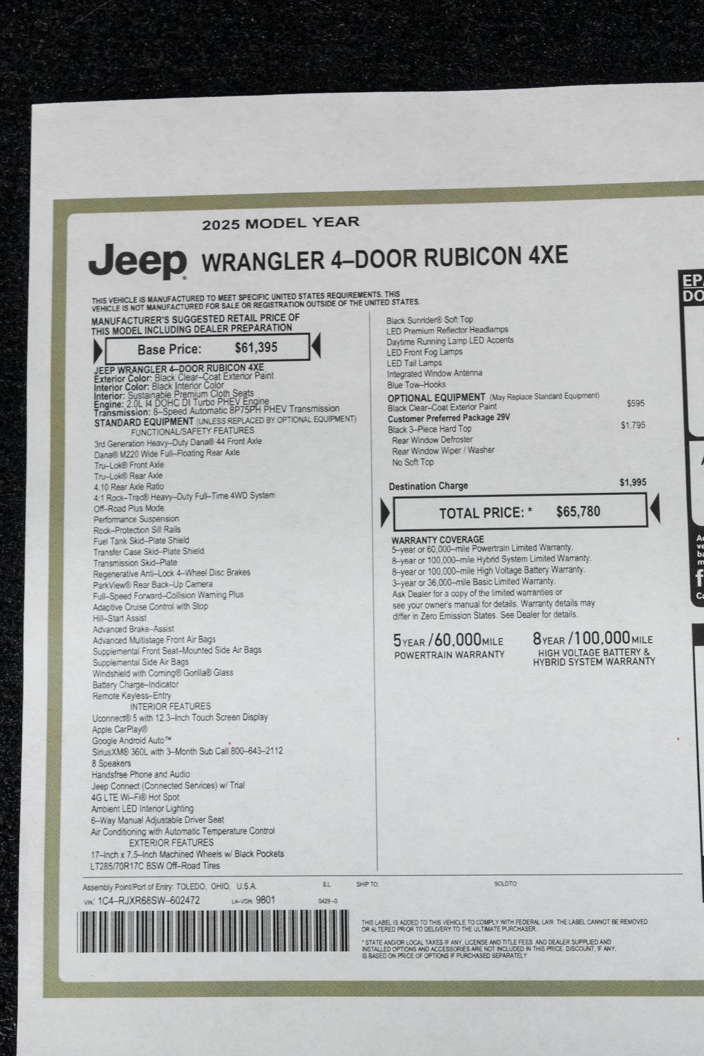 2025 Jeep Wrangler 4xe Rubicon 4x4 - 23033766 - 44