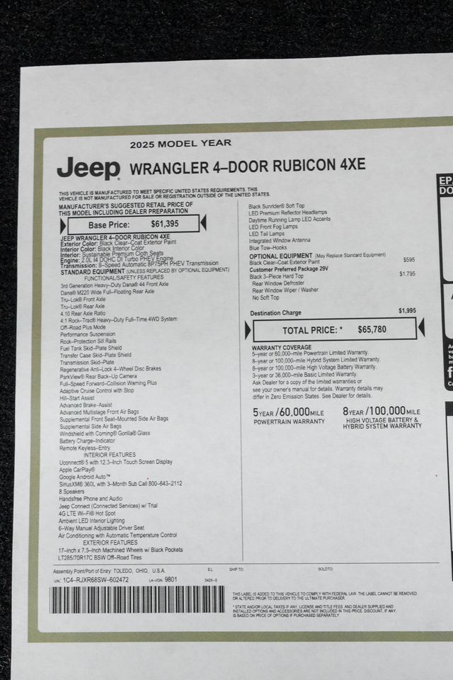 2025 Jeep Wrangler 4xe Rubicon 4x4 - 23033766 - 44