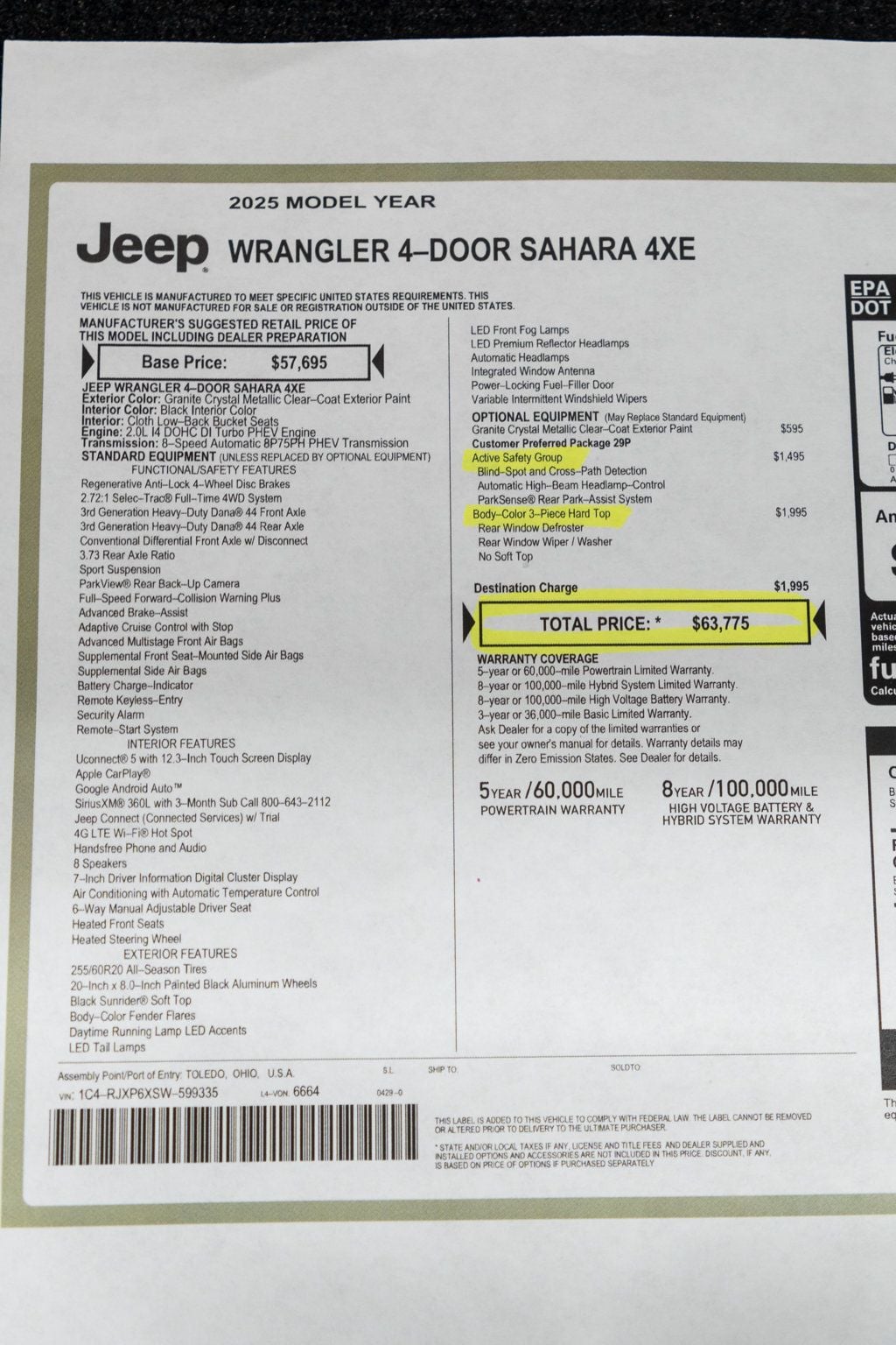 2025 Jeep Wrangler 4xe Sahara 4x4 - 23032888 - 41
