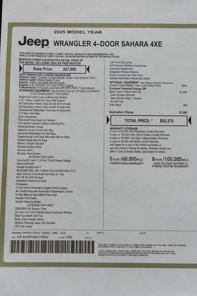 2025 Jeep Wrangler 4xe Sahara 4x4 - 23035512 - 40