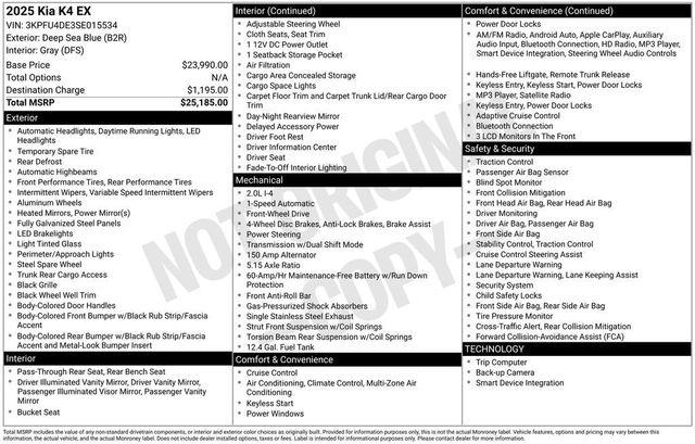 2025 Kia K4 EX - 22977620 - 5