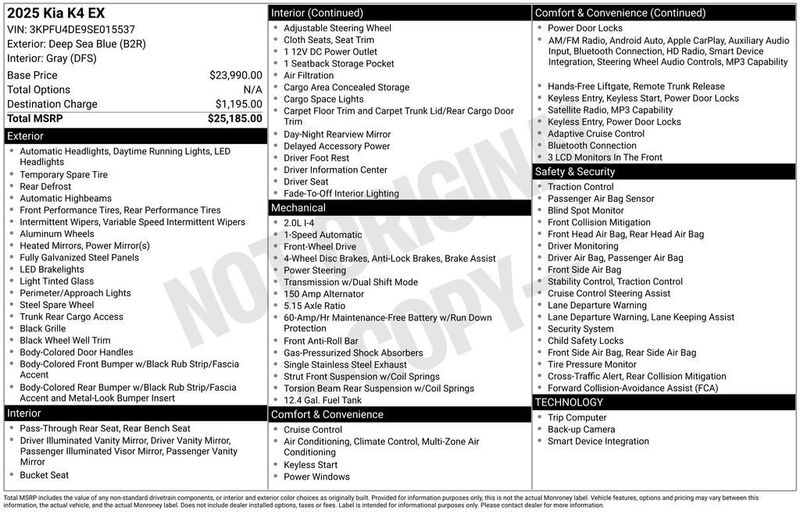 2025 Kia K4 EX FWD - 22965895 - 5